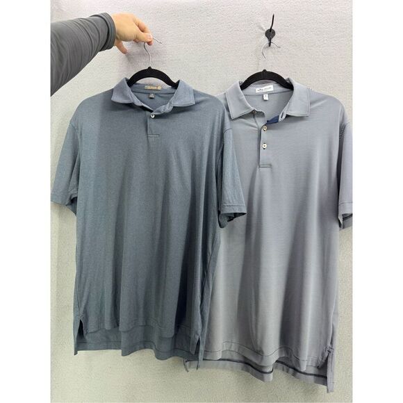 *Bundle of 2* Peter Millar Mens Blue Stretch Performance Golf Polo Shirt Medium - Picture 1 of 8